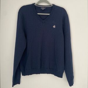 Brooks brothers dark blue navy V neck merino wool sweater men’s Large